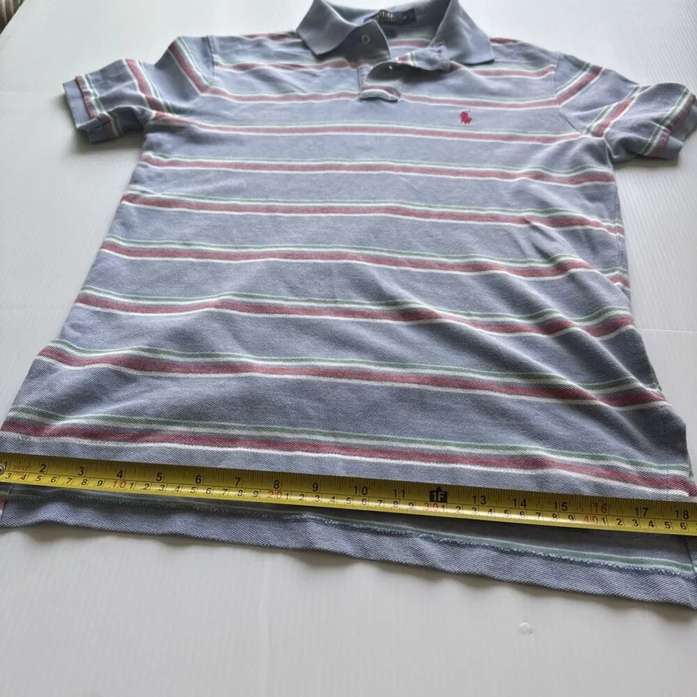 Polo Ralph Lauren Custom Fit Polo Shirt Men’s Small Blue Striped Cotton